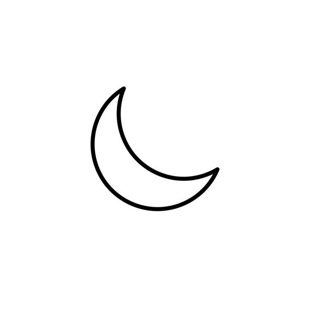 Simple crescent moon line icon Simple crescent moon line icon isolated on white background half moon stock illustrations