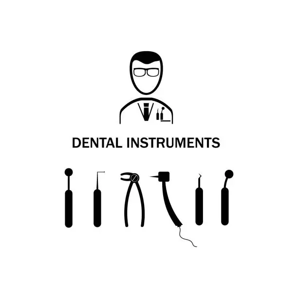 Vector illustration of Dental instruments set. Vector illustration