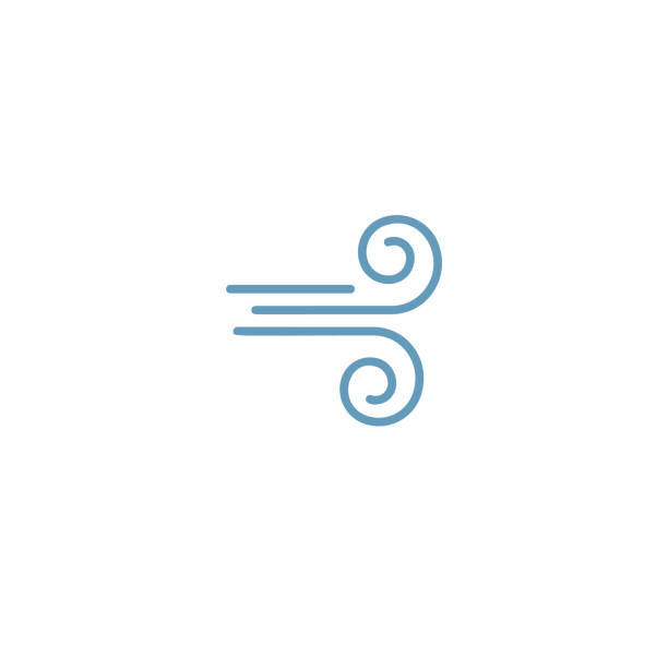 blue wind sign icon Simple blue wind sign icon isolated on white background wind stock illustrations