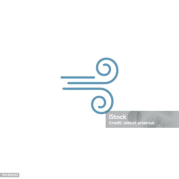 Blue Wind Sign Icon Stock Illustration - Download Image Now - Wind, Icon Symbol, Illustration