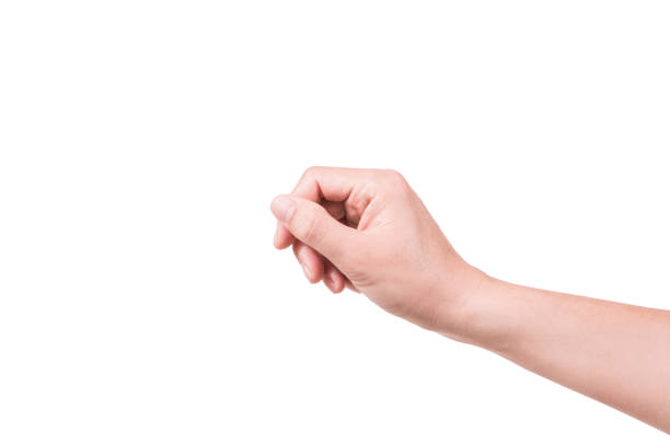 istock man hand holding virtual credit card on white background. 941361082