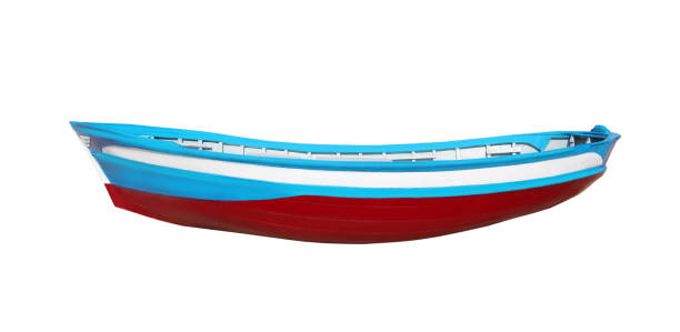 istock Wooden painted boat isolated on a white background 941365134