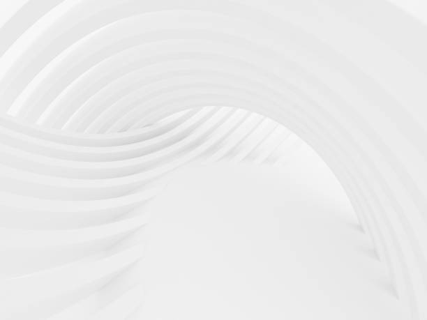 istock Abstract of white curved architectural pattern background,Concept of future modern facade design on architecture,3d rendering 941374046