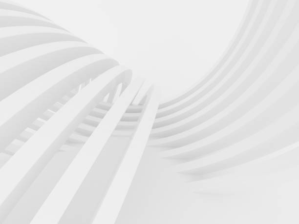 istock Abstract of white curved architectural pattern background,Concept of future modern facade design on architecture,3d rendering 941374084