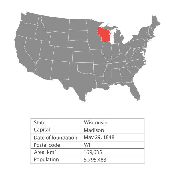 istock States of America territory on white background. Wisconsin. Separate state. Vector illustration 941381388