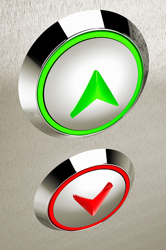3D rendering of up and down buttons of an elevator