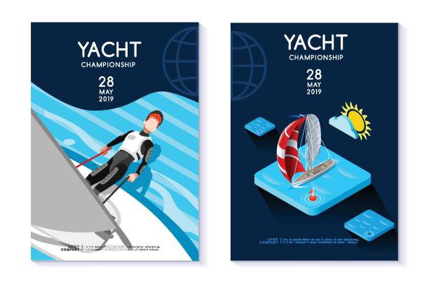 ilustrações de stock, clip art, desenhos animados e ícones de hobby vector template for yacht club - regatta