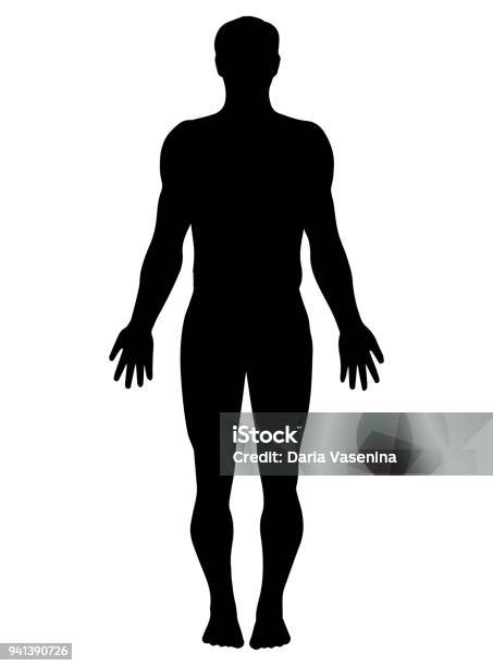 Man Full Lenght Silhouette Vector Illustration Isolated On White Background Stock Illustration - Download Image Now