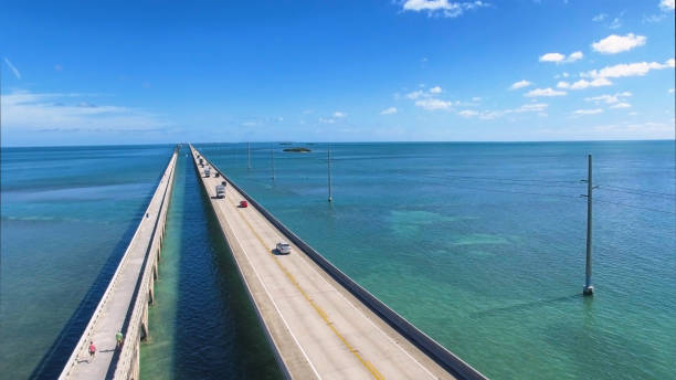 istock Seven mile bridge aerial view 941390806