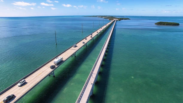 istock Seven mile bridge aerial view 941390956