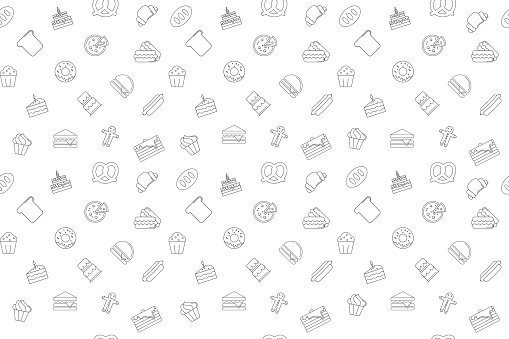 Bakers Pattern Background Vector Bakery Pattern Bakery Seamless Background Stock Illustration ...