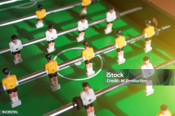 Table Football Game With Yellow And White Players Stock Photo - Download Image Now - Agricultural Field, Air Hockey, Baylor University