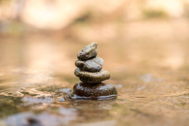 istock Close up Stone stacked on water river 941395950