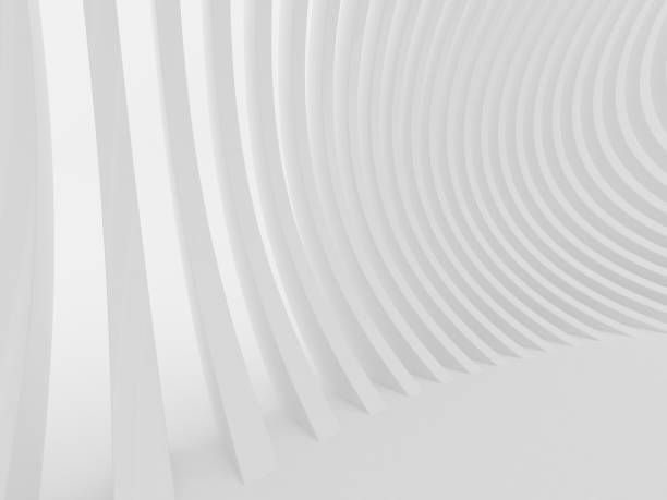 istock Abstract of white curved architectural pattern background,Concept of future modern facade design on architecture,3d rendering 941397112