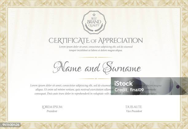 Certificate Template Diploma Currency Border Stock Illustration - Download Image Now - Certificate, Border - Frame, Diploma