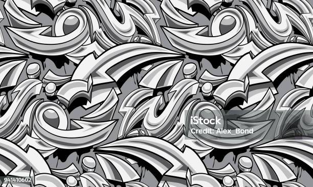 Black And White Graffiti Arrows Seamless Background Stock Illustration - Download Image Now