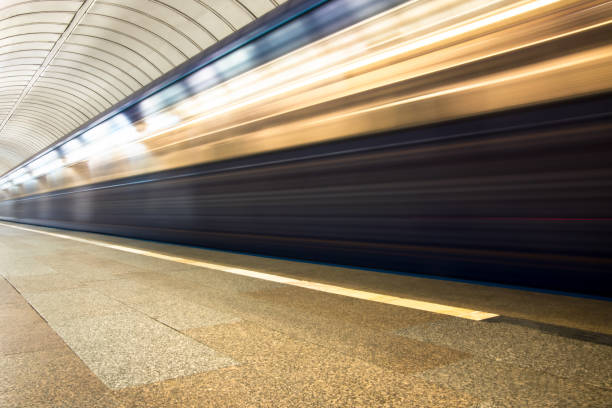 istock train in motion arriving at station 941411308