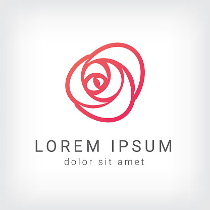 rose  vector logo design template, minimal line petal beauty icon, salon floral abstract sign, vector illustration