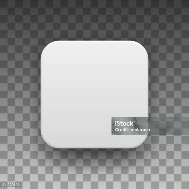 White Blank App Icon Button Template Stock Illustration - Download Image Now - Mobile App, Icon Symbol, Three Dimensional