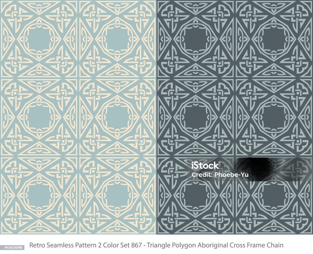 Triangle Chain Pattern Retro Seamless Pattern 2 Color Set Triangle Polygon Aboriginal Cross ...
