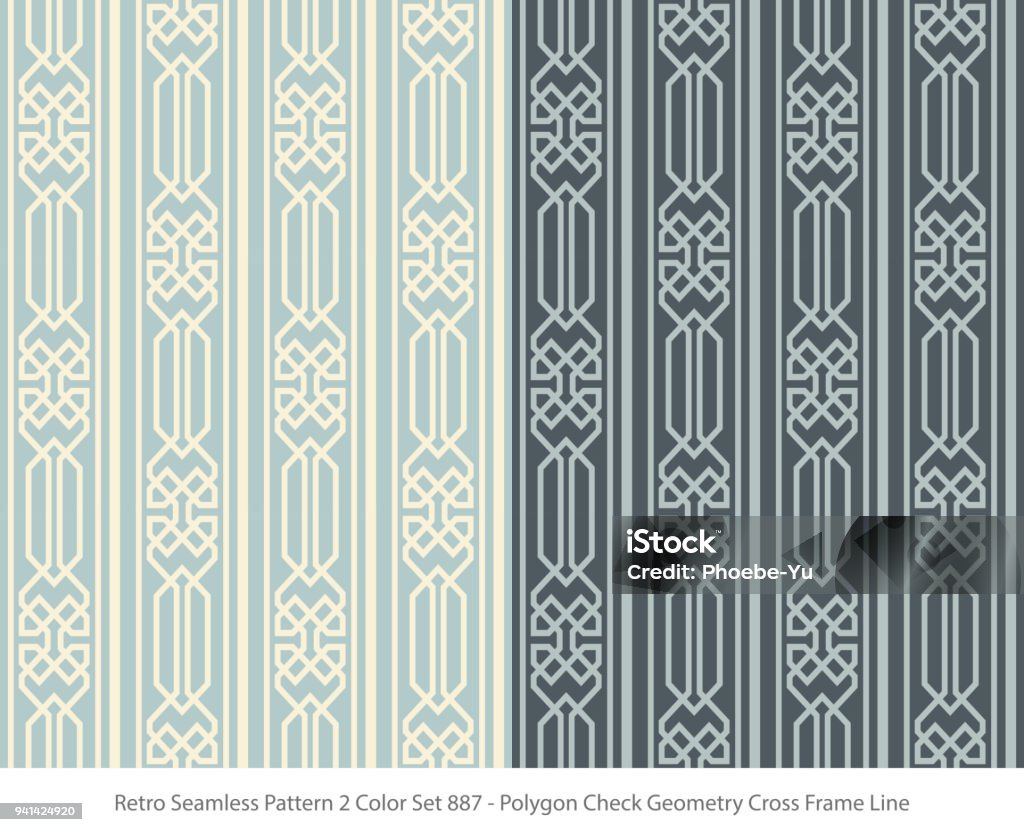 Pattern 2.5 Color Retro Seamless Pattern 2 Color Set Polygon Check Geometry Cross Frame ...