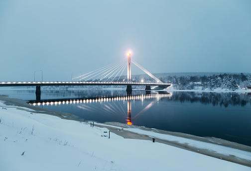 Jatkankynttila bridge at Rovaniemi on a cold winter morning