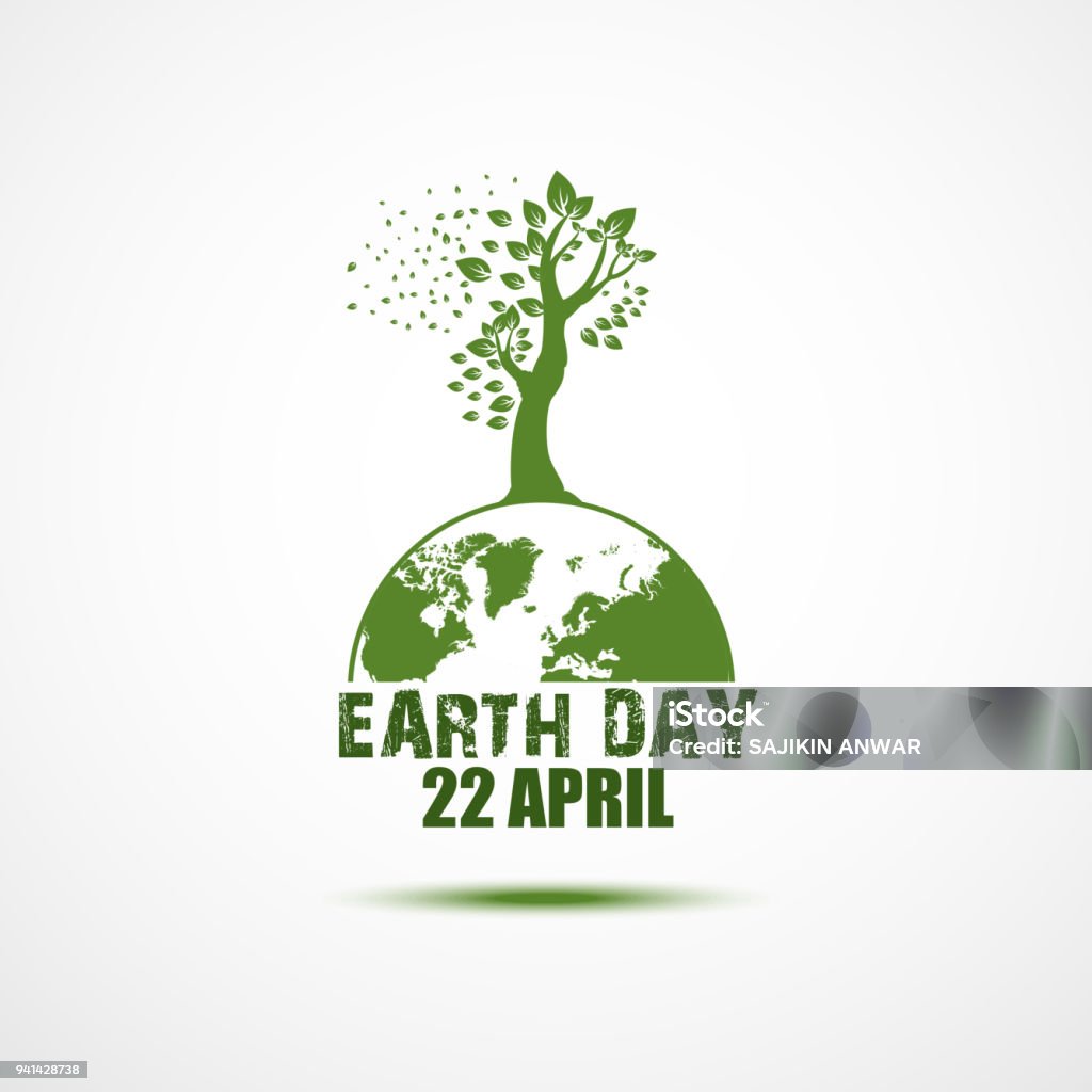 Planet earth world globe with a tree growing on top Vector illustration of Planet earth world globe with a tree growing on top Logo stock vector