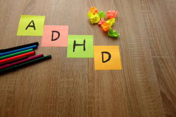 istock ADHD written on multicolored sheets of paper 941439780