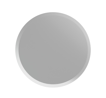 Grey badge pin isolated on white mock-up, 3d render illustration