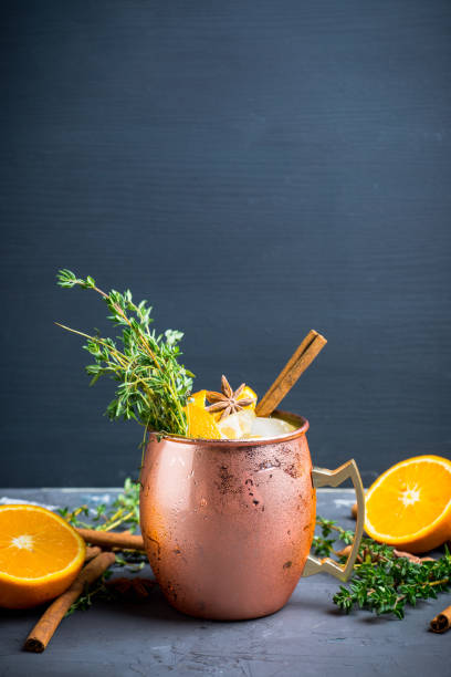 istock Cold orange Moscow mule cocktail in copper mug 941446484