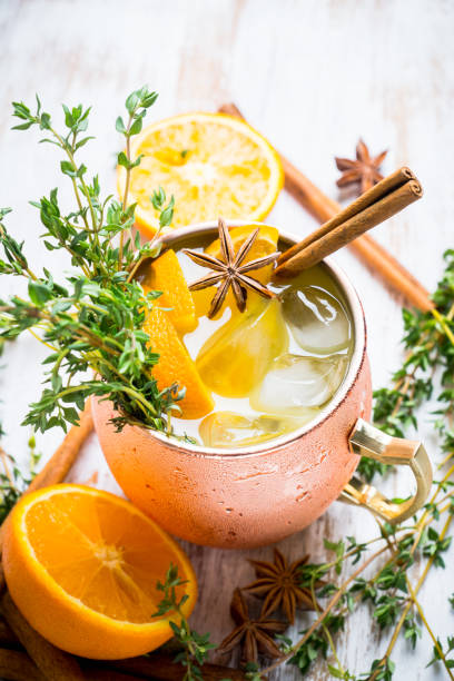 istock Cold orange Moscow mule cocktail in copper mug 941446504