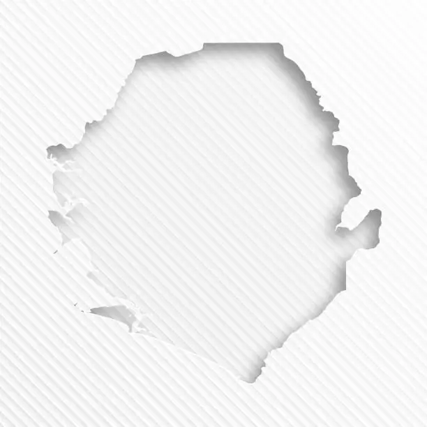 Vector illustration of Sierra Leone map with paper cut on abstract white background