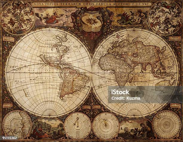 Vintage Map Stock Photo - Download Image Now - World Map, Old, Map