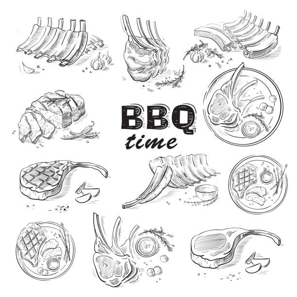 ilustrações de stock, clip art, desenhos animados e ícones de delicious fried meat steak isolated on white background - costeleta comida ilustrações