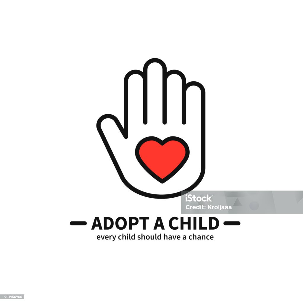 Adopt a Child. Hand with Heart Line Icon. Volunteer Help Care Protection Support Theme. Child Adoption Sign and Symbol. Adopt a Child. Hand with Heart Line Icon. Volunteer Help Care Protection Support Theme. Child Adoption Sign and Symbol Child stock vector