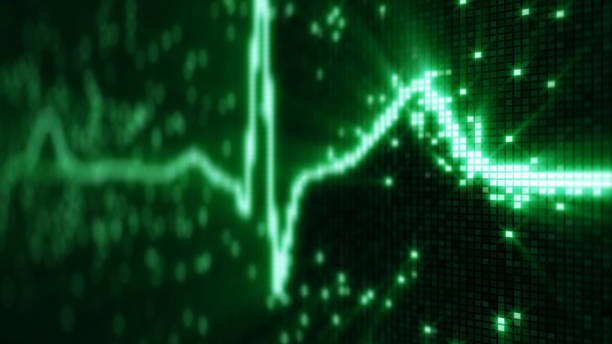 EKG electrocardiogram pulse waveform on pixelated screen EKG electrocardiogram pulse waveform on pixelated screen. Computer generated illustration craster stock pictures, royalty-free photos & images