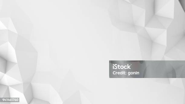 White Polygons And Free Space Abstract 3d Render Background Stock Photo - Download Image Now