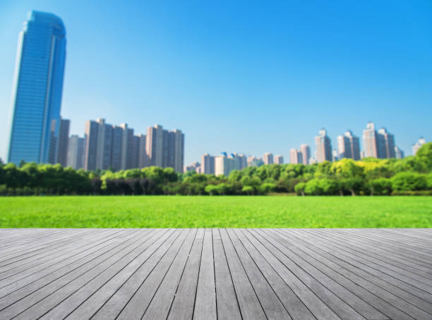 istock Boardwalk And Modern City Abstract Background 941462194