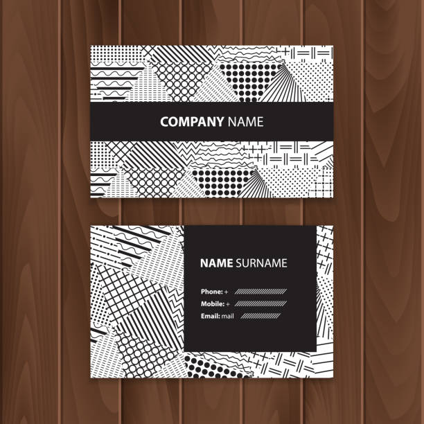 векторные абстрактные творческие визитные карточки с обложкой из черно-белых треугольников - 2655 stock illustrations