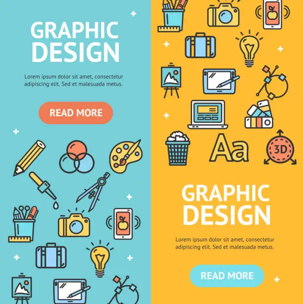 Vector illustration of Graphic Design Signs Banner Vecrtical Set. Vector