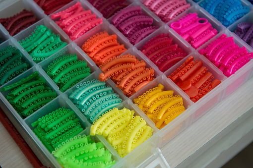 close up colorful elastic band for dental braces