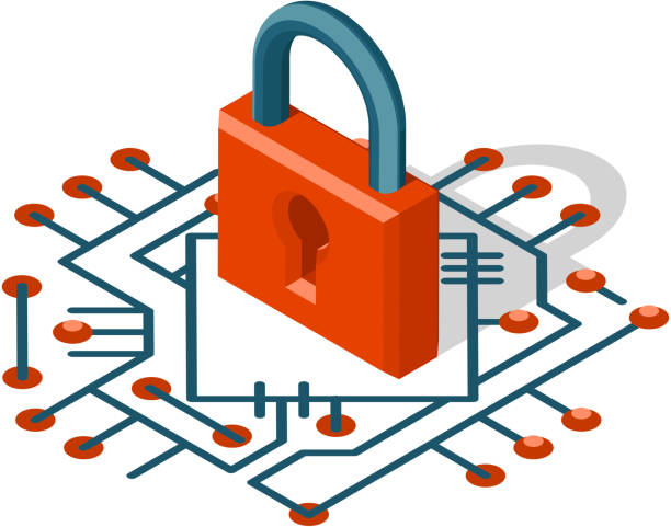 illustrations, cliparts, dessins animés et icônes de isométrique web sécurité technologie numérique internet cyber protection 3d icône illustration vectorielle - fermer à clef