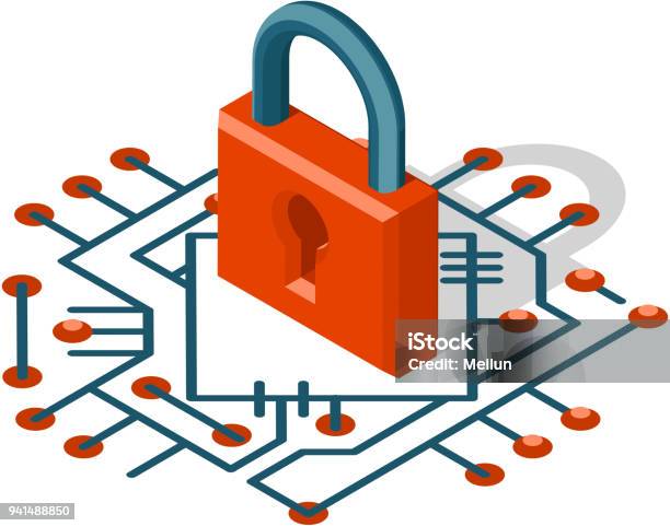 Isométrique Web Sécurité Technologie Numérique Internet Cyber Protection 3d Icône Illustration Vectorielle Vecteurs libres de droits et plus d'images vectorielles de Fermer à clef