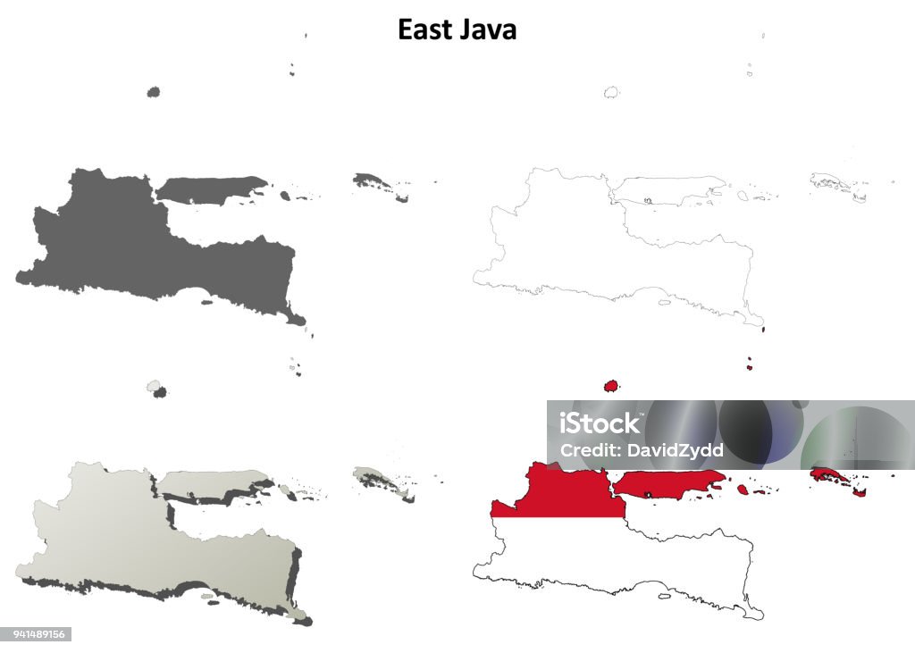 East Java Blank Outline Map Set Stock Illustration - Download Image Now ...