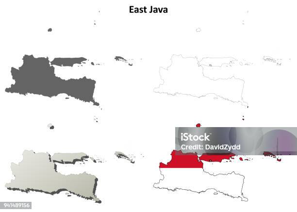 East Java Blank Outline Map Set Stock Illustration - Download Image Now ...
