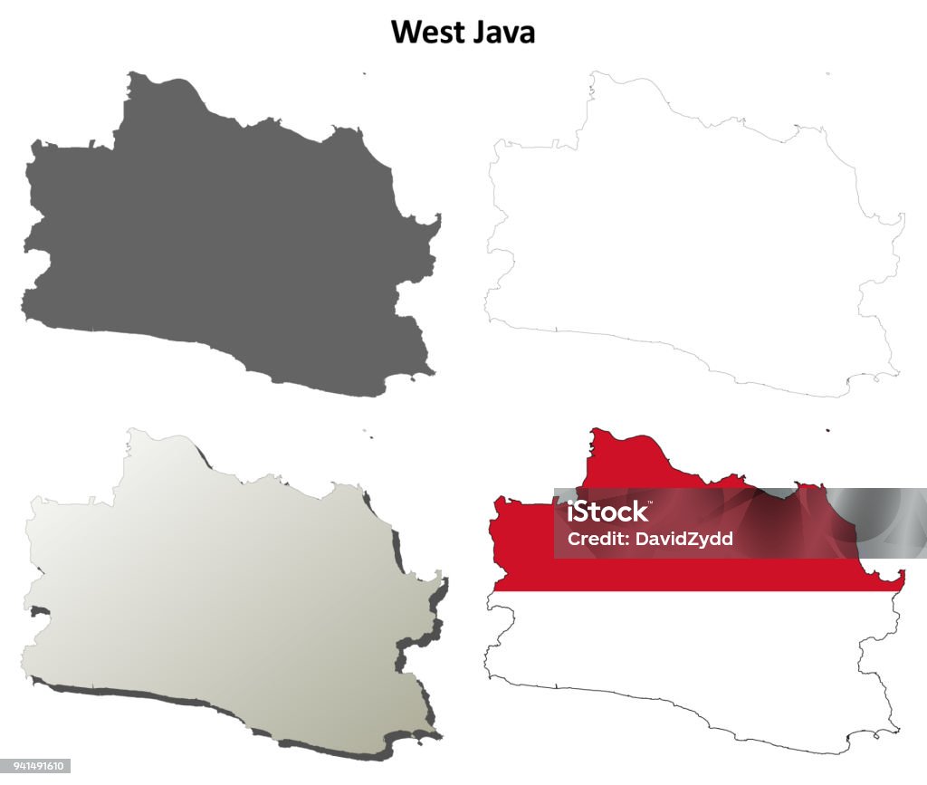 West Java Blank Outline Map Set Stock Illustration - Download Image Now ...