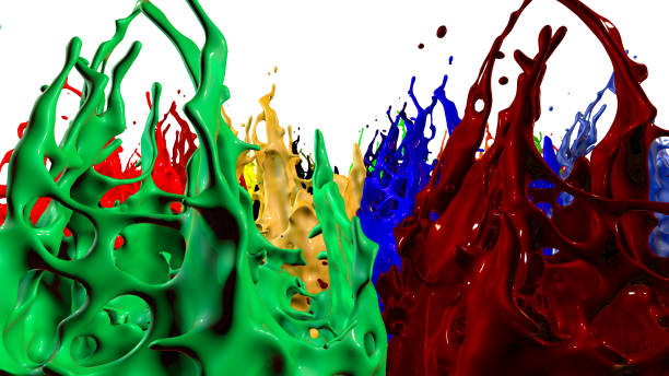 istock paints dance on white background. Simulation of 3d splashes of ink on a musical speaker that play music. beautiful splashes as a bright background in ultra high quality. shades multi colored v14 941496242