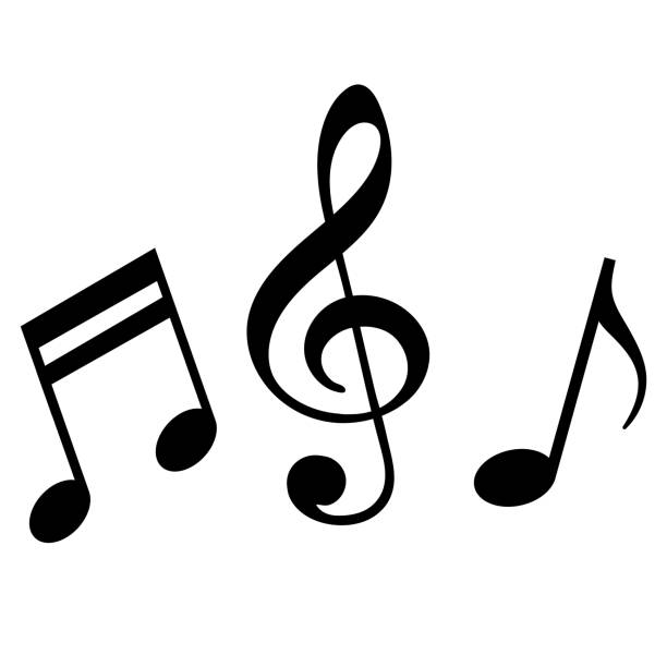 음악 표기법의 징후 - musical note music musical staff treble clef stock illustrations