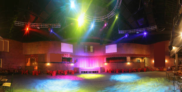 colorful interior of bright and beautiful night club