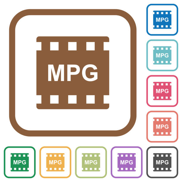 ilustraciones, imágenes clip art, dibujos animados e iconos de stock de iconos simple del formato de película mpg - película imagen en movimiento